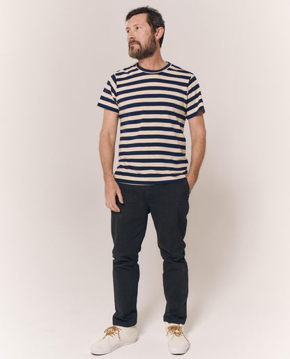 The Men's Slim Tee. -- Navy and Cream Scholar Stripe