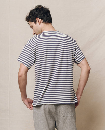The Men's Boxy Crew. -- Vintage Blue Stripe
