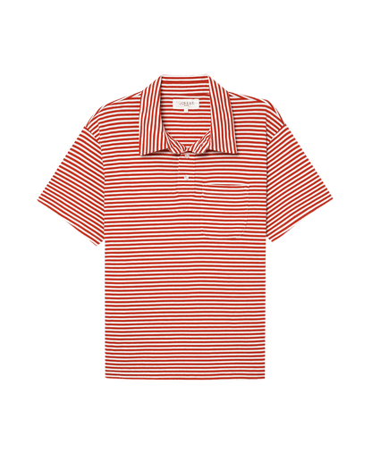 The Men's Lacrosse Polo. -- Sun Cherry Stripe