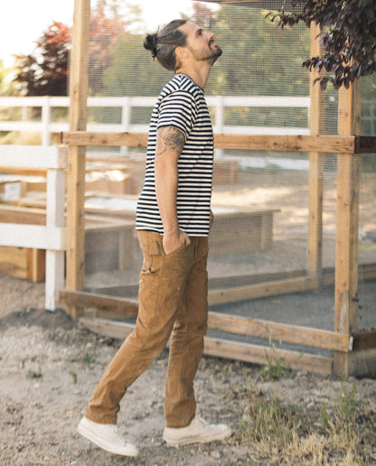 The Men's Boxy Crew. -- Black and Cream Stripe